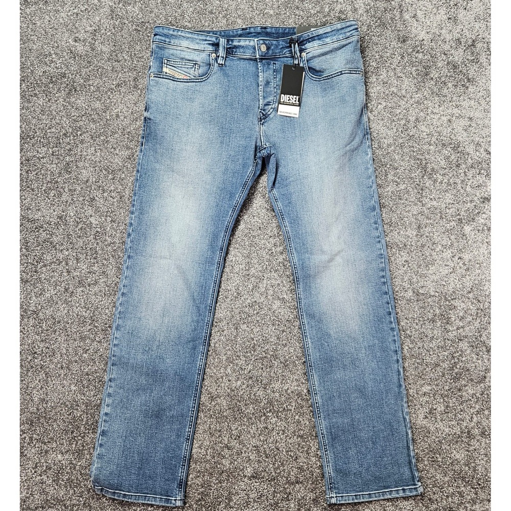 Diesel Safado-X Straight Jeans Mens 36x32 Blue Solid Stretch Denim Trousers NWT